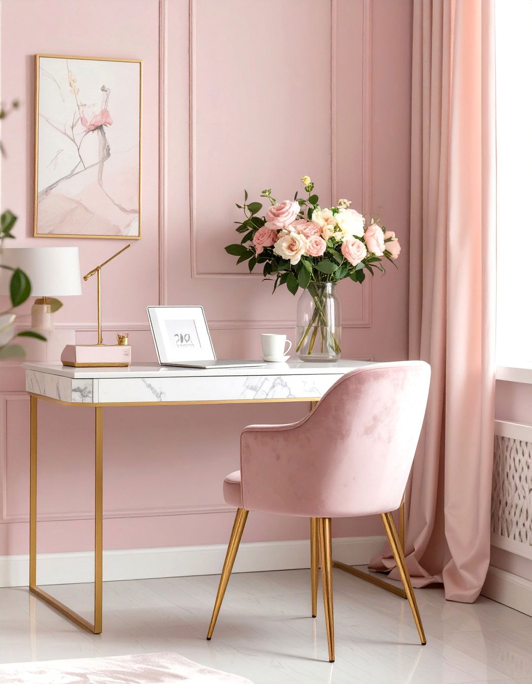 The Light and Airy Feminine Office - 30 office set up ideas