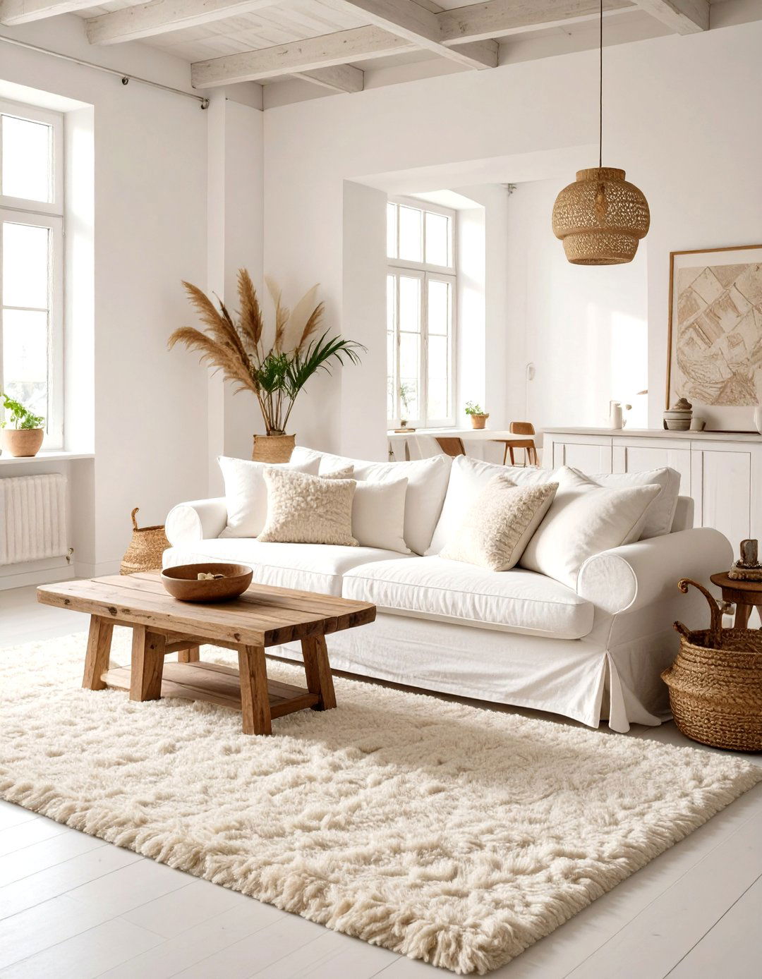 The Light and Airy White on White Boho Room - 30 modern boho living room ideas