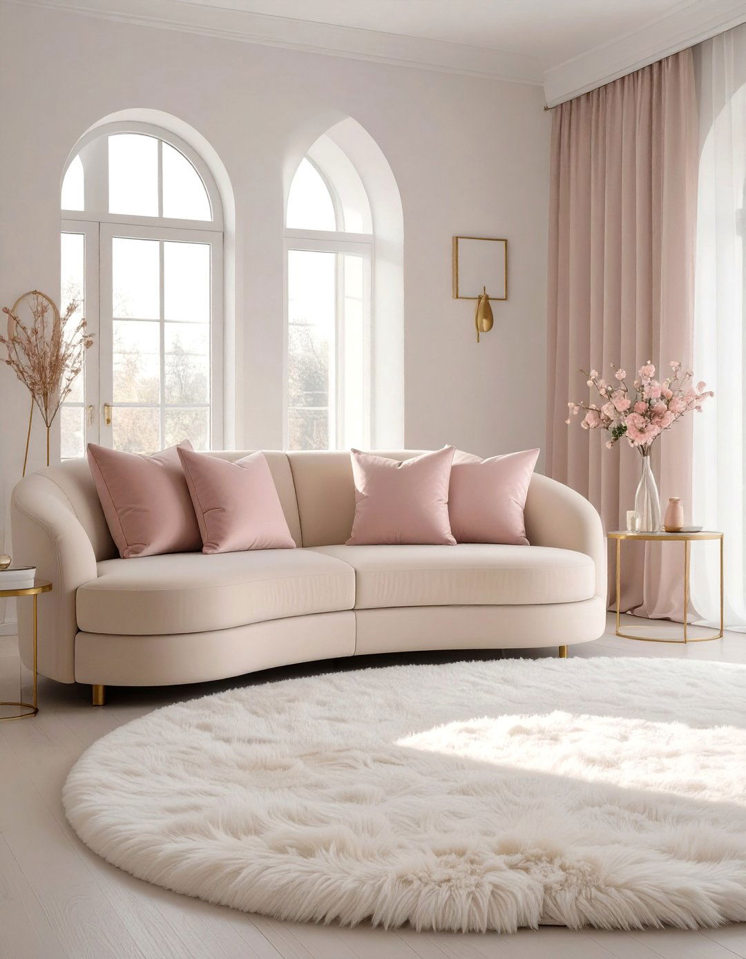 The Light and Bright Feminine Space - 30 beige couch living room ideas