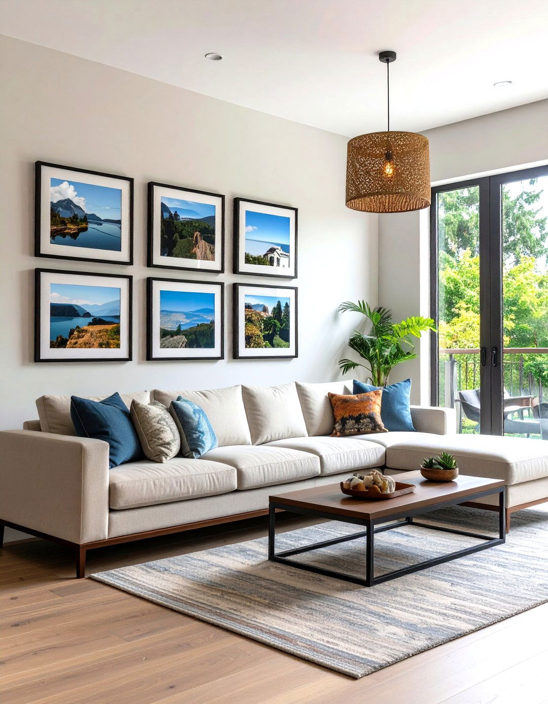 The Linear Horizontal Gallery Wall - 30 living room gallery wall ideas