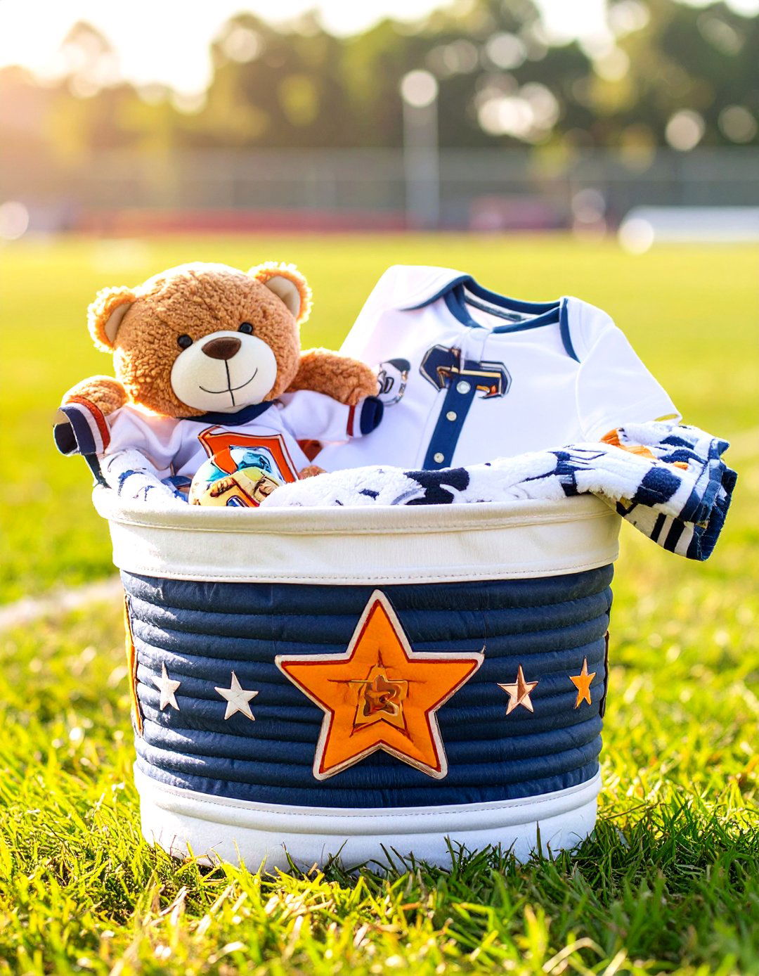 The Little Sports Fan Basket - 30 homemade diy baby shower gift basket ideas