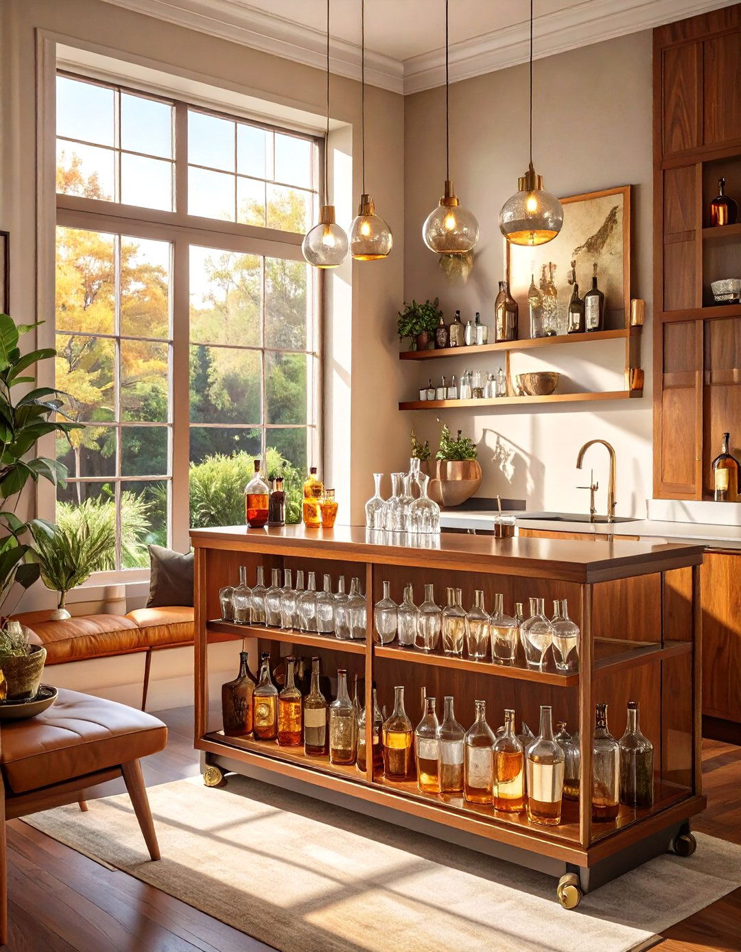 The Living Room with a Bar Cart - 30 mid century modern living room ideas