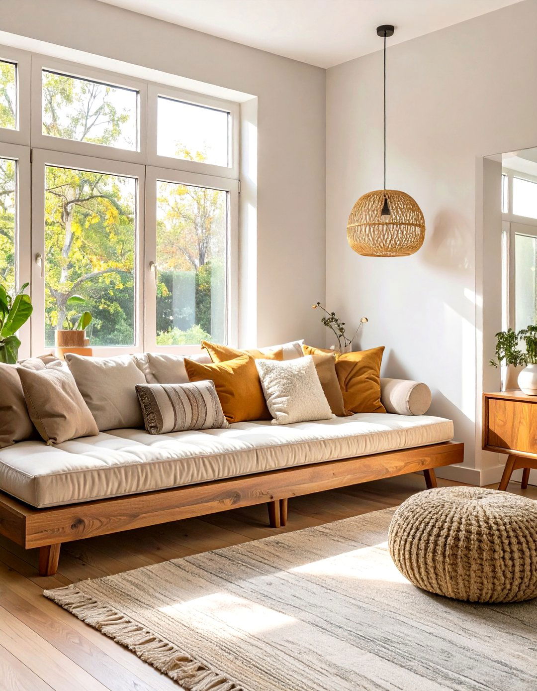 The Living Room with a Daybed - 30 mid century modern living room ideas