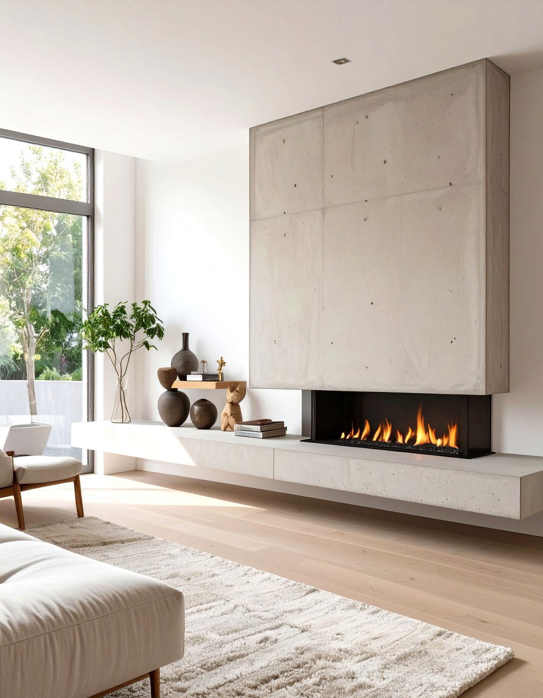 The Living Room with a Floating Hearth - 30 mid century modern living room ideas