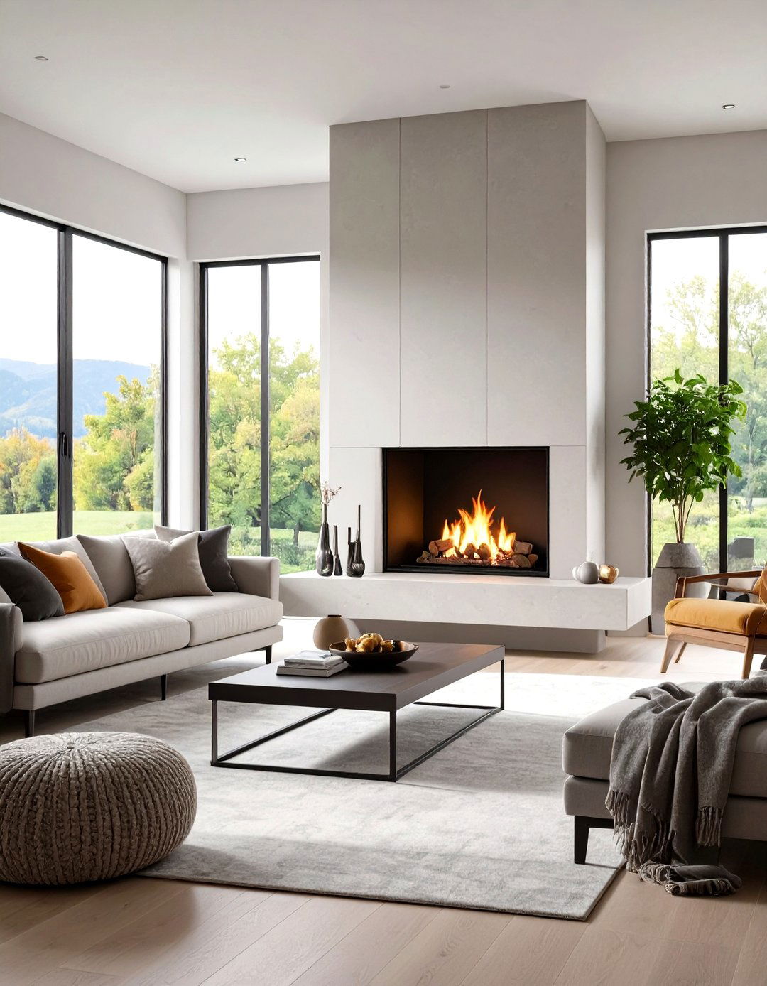 The Living Room with a Floating Hearth Fireplace - 30 living room with fireplace decor ideas