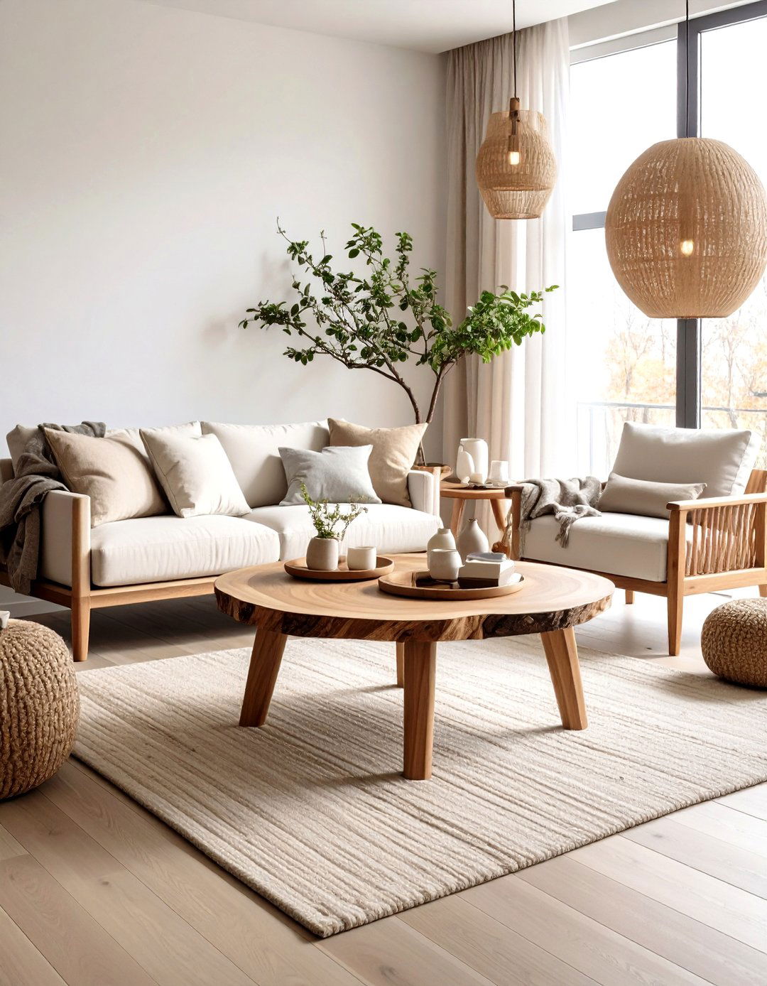 The Living Room with a Live Edge Feature - 30 earthy living room ideas