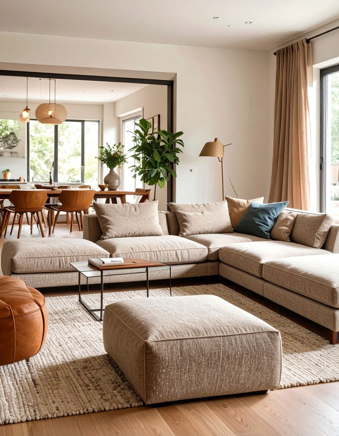 The Living Room with a Low Profile Sectional - 30 mid century modern living room ideas