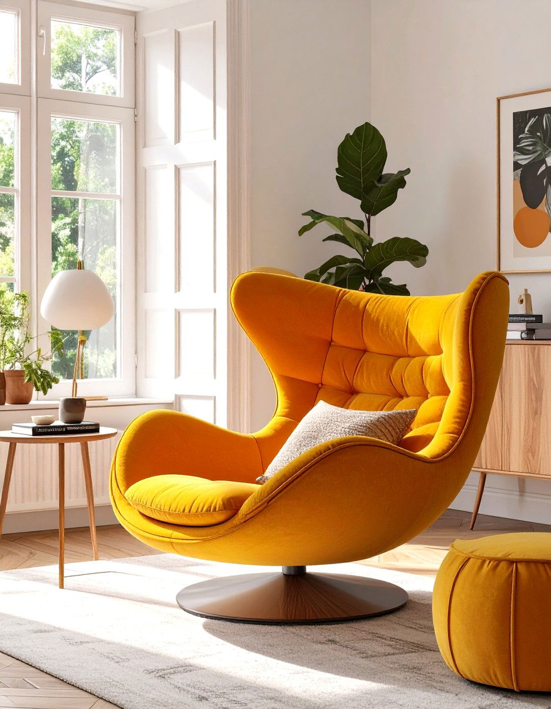 The Living Room with a Womb Chair - 30 mid century modern living room ideas