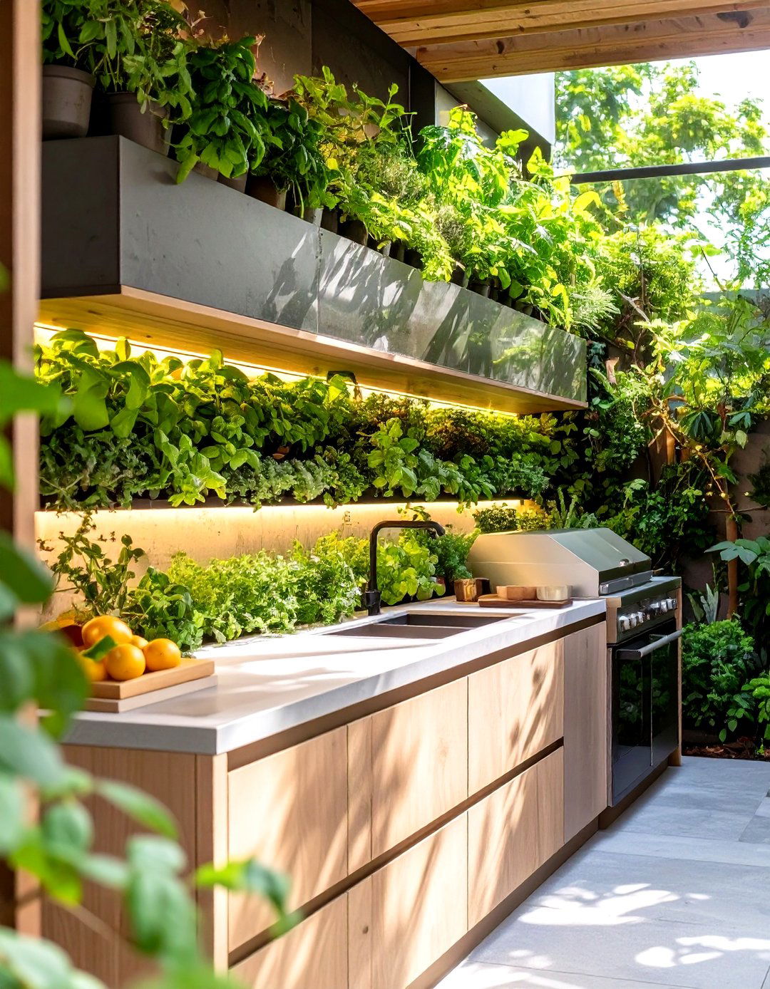 The Living Wall Outdoor Kitchen Backsplash - 30 cheap simple outdoor kitchen ideas