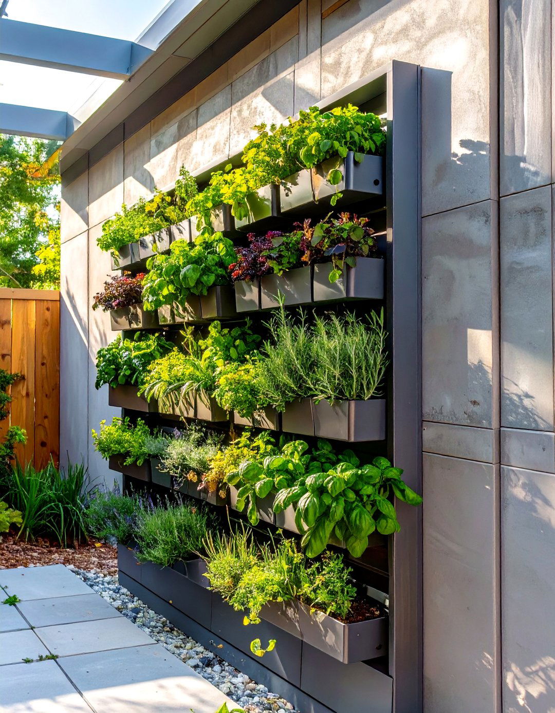 The Living Wall with Herbs - 30 backyard wall ideas