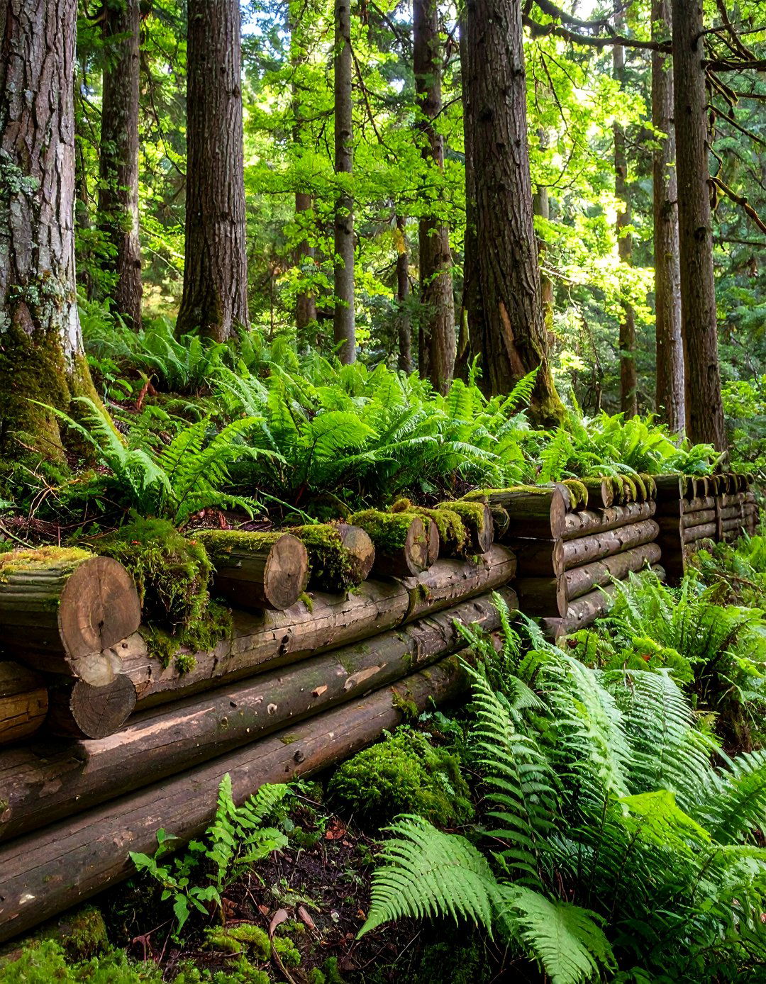 The Log and Timber Garden Wall - 30 garden retaining wall ideas