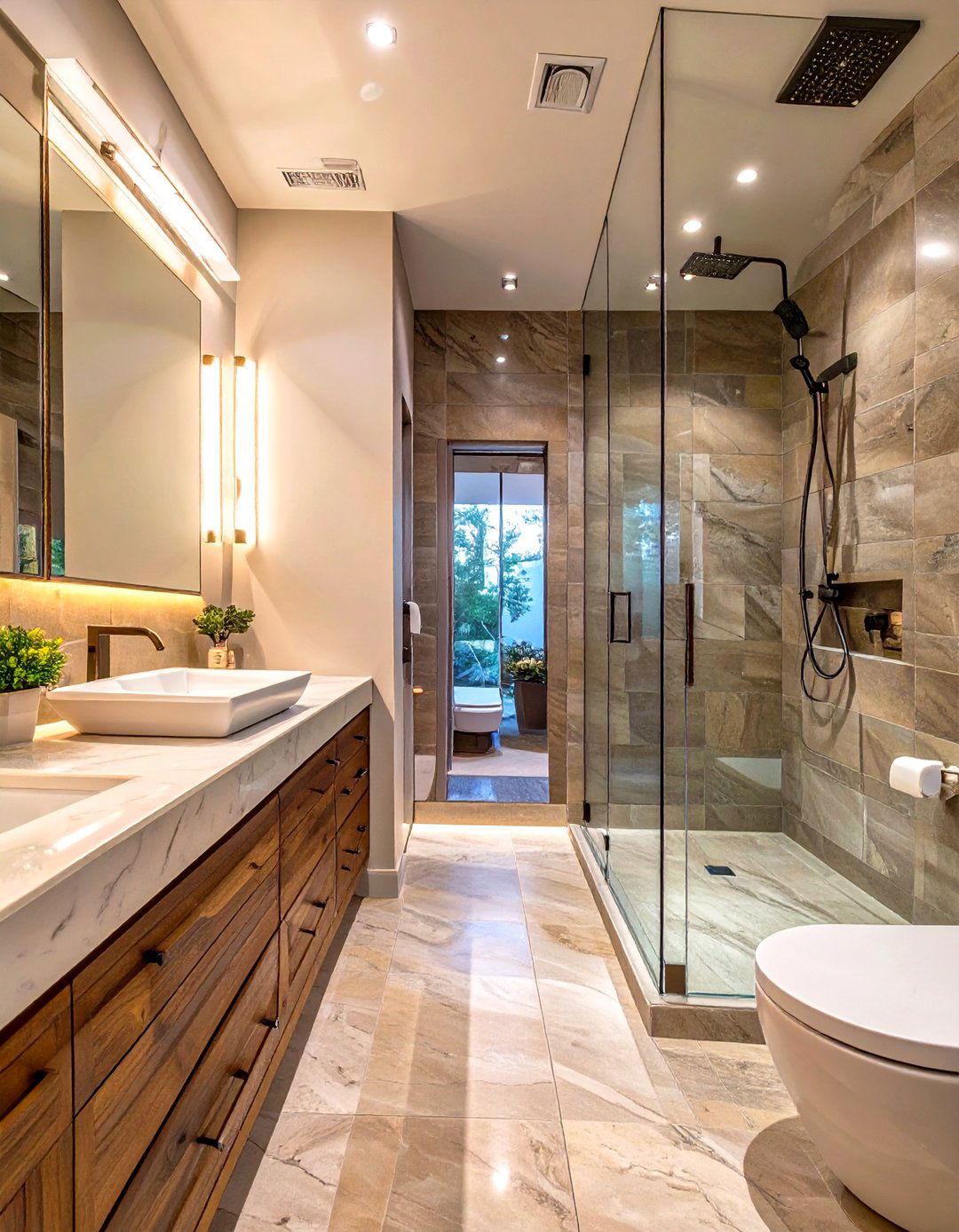 The Long and Narrow Galley Style Walk in Shower - 30 master bathroom walk in shower ideas