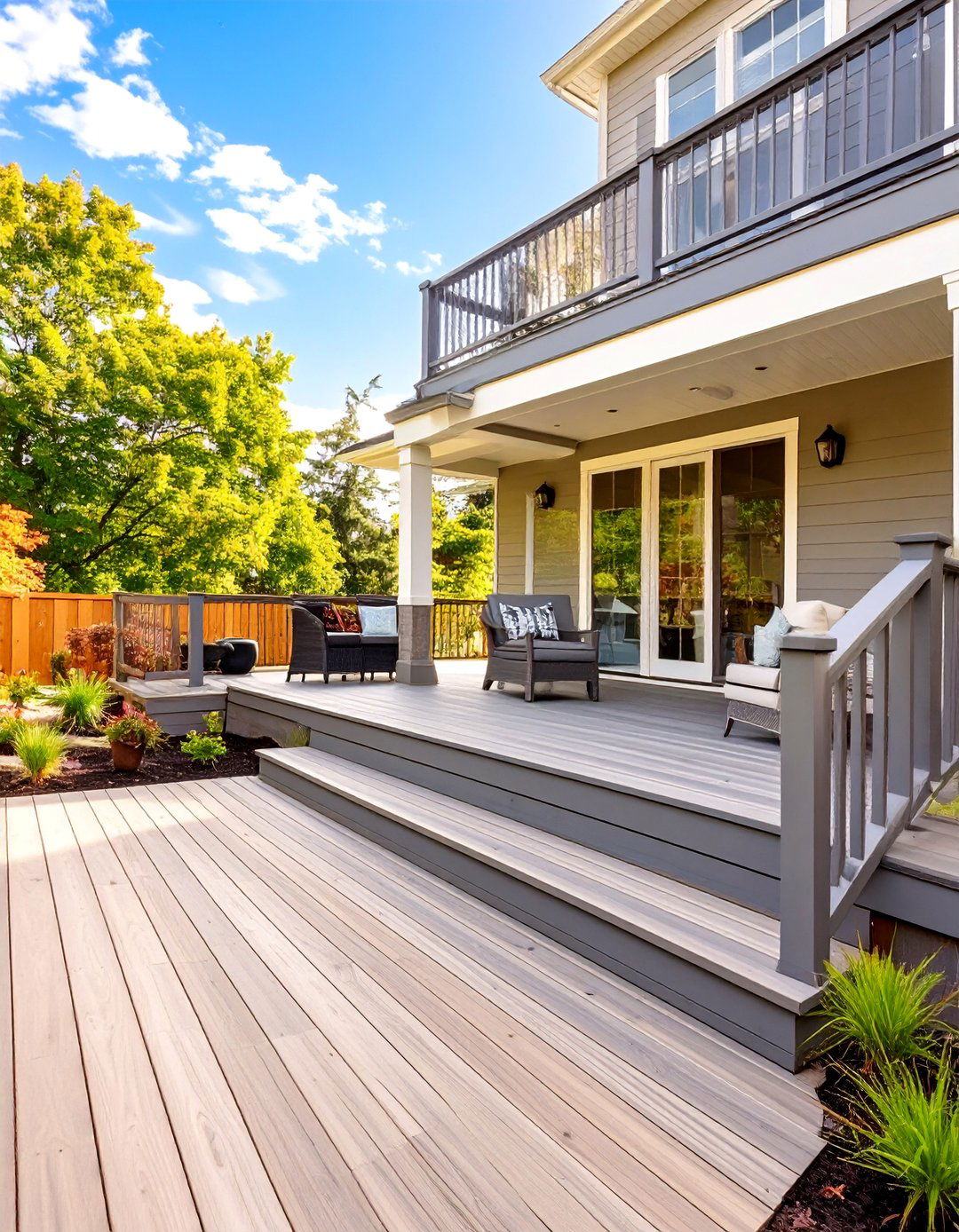 The Low Maintenance Composite Deck - 30 backyard 2 level deck designs