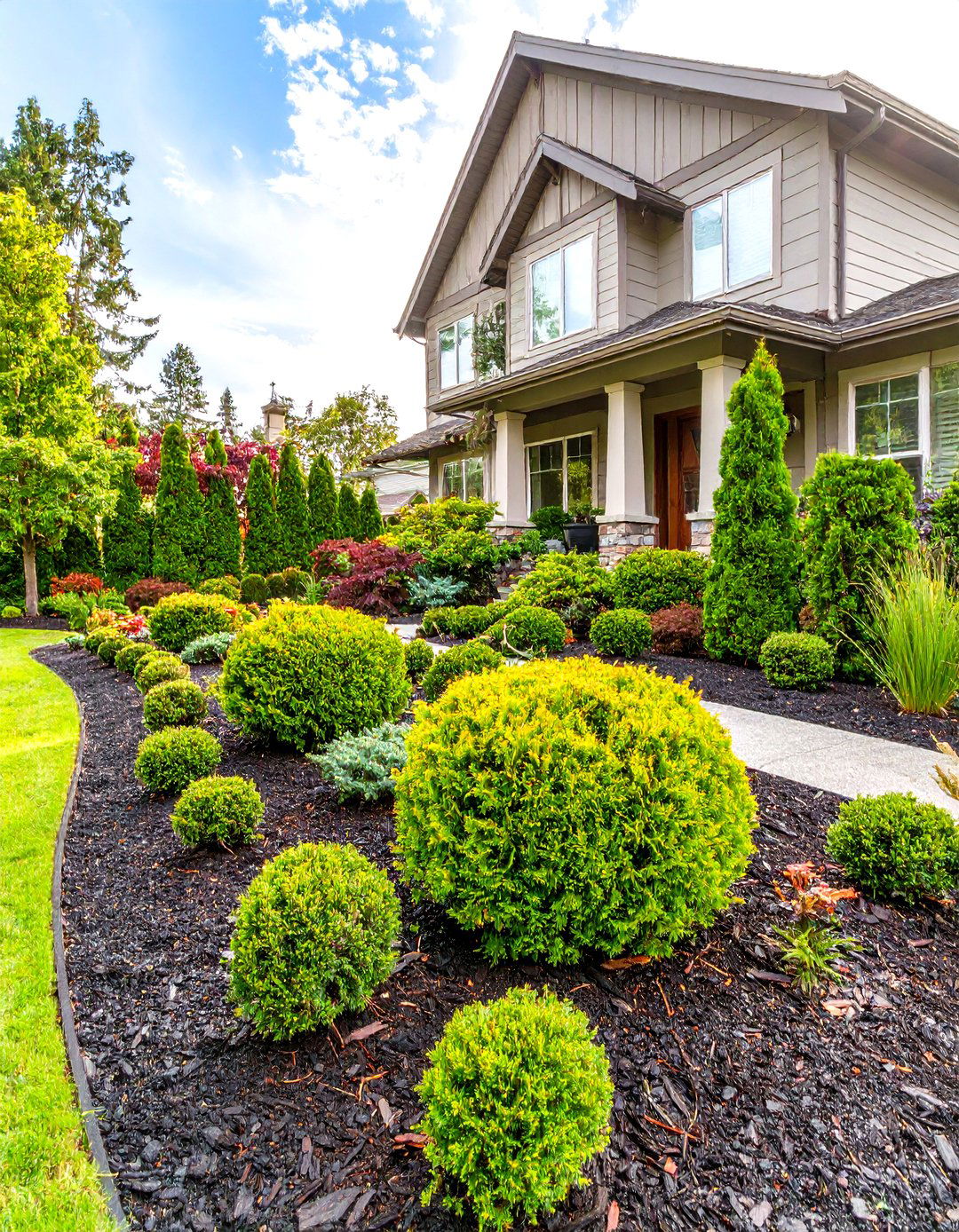 The Low Maintenance Evergreen Structure - 30 front of house landscaping ideas
