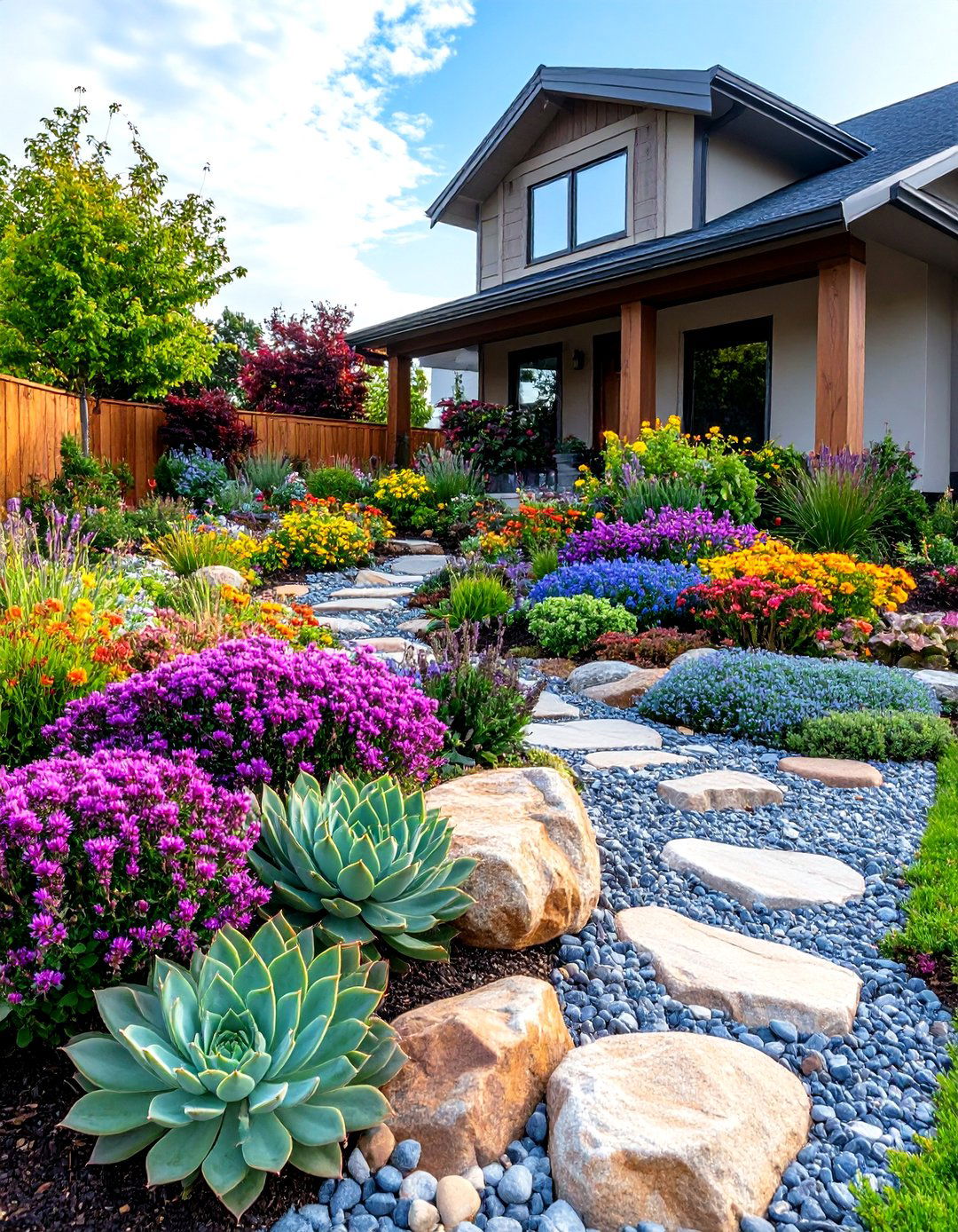 The Low Maintenance Rock Garden - 30 front house garden ideas