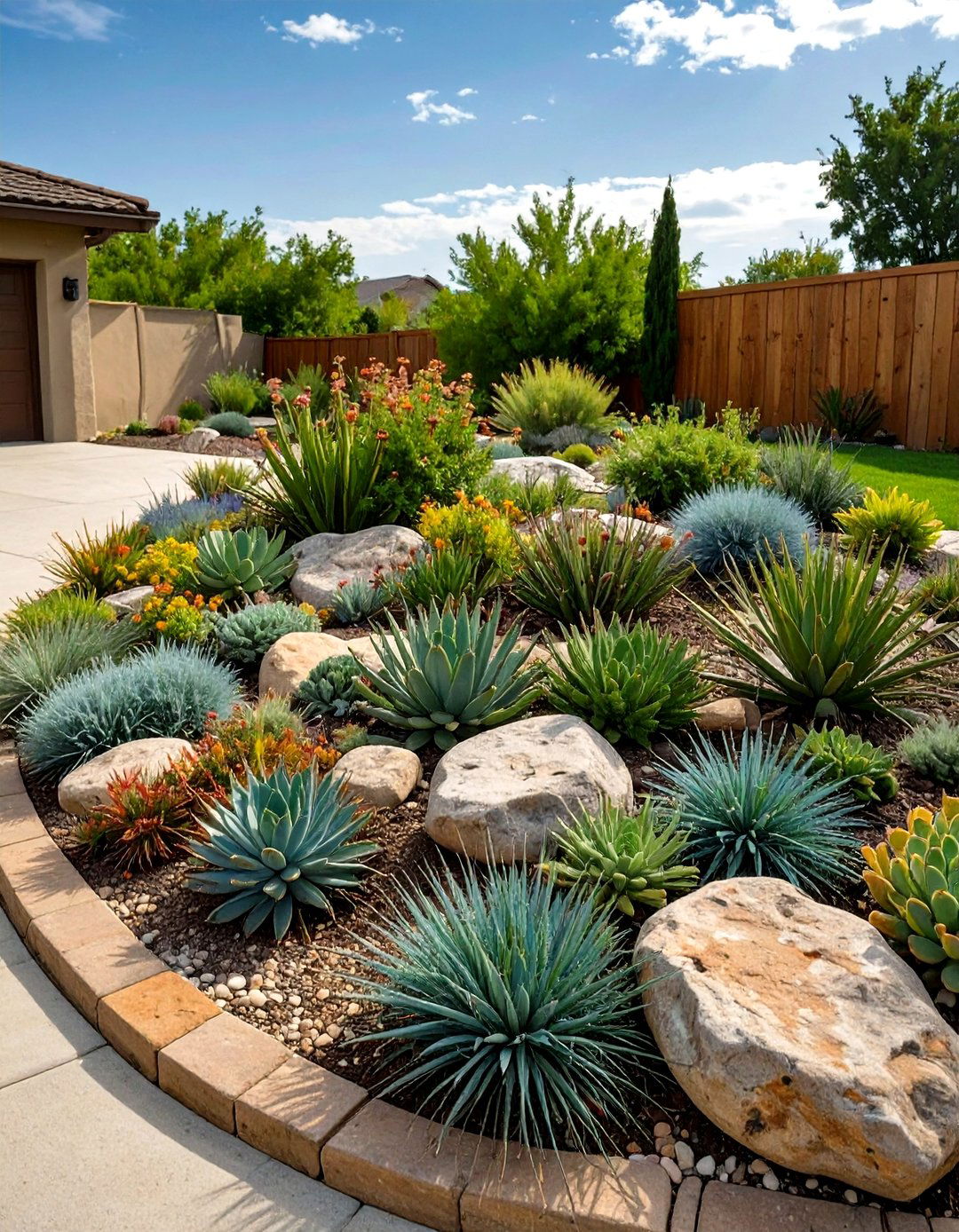 The Low Maintenance Rock Garden Driveway - 30 half circle driveway landscape ideas