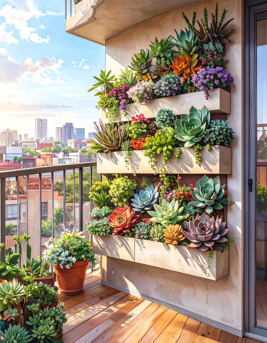 The Low Maintenance Succulent Balcony Garden - 30 balcony garden ideas