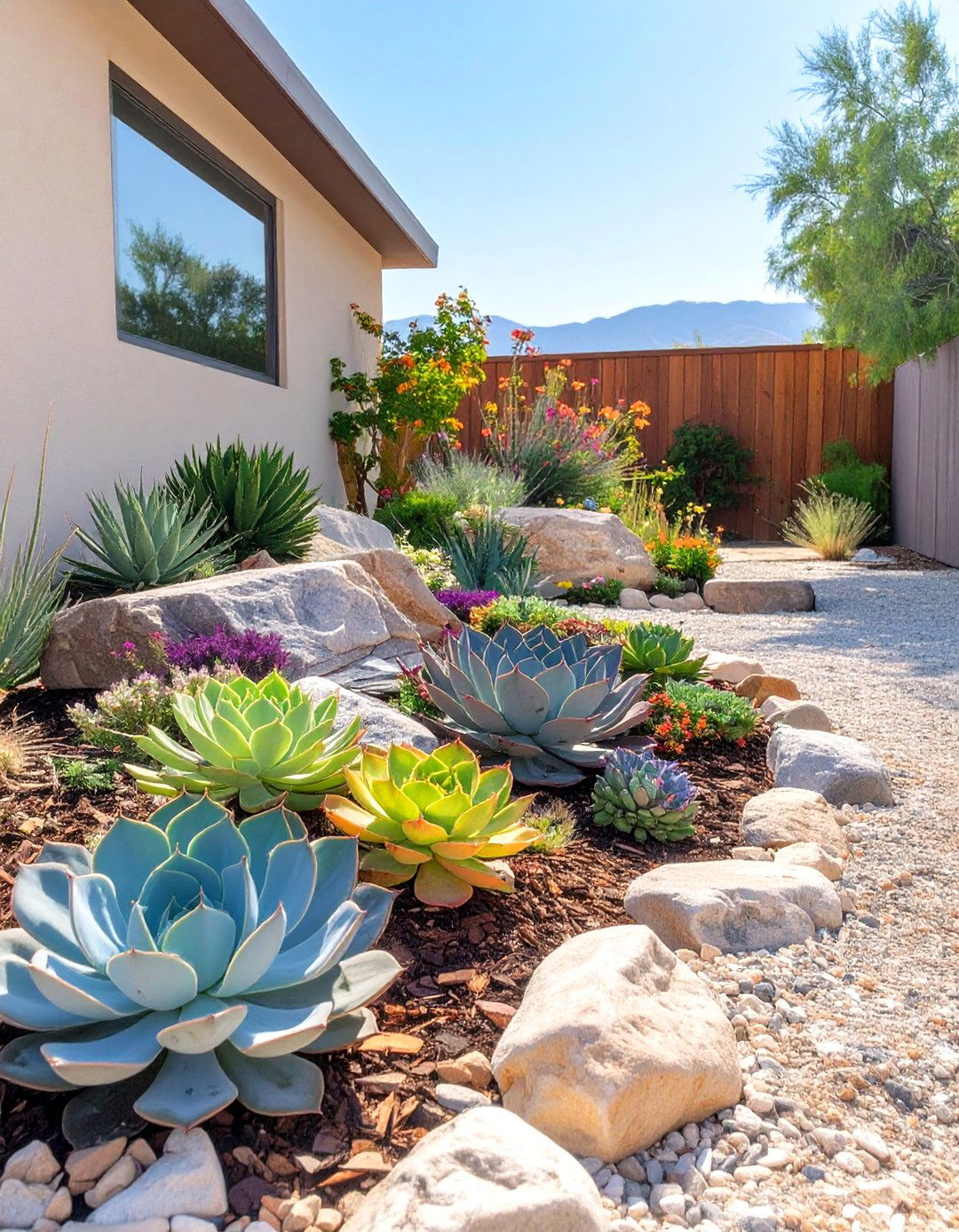 The Low Maintenance Succulent Desertscape - 30 budget backyard ideas no grass