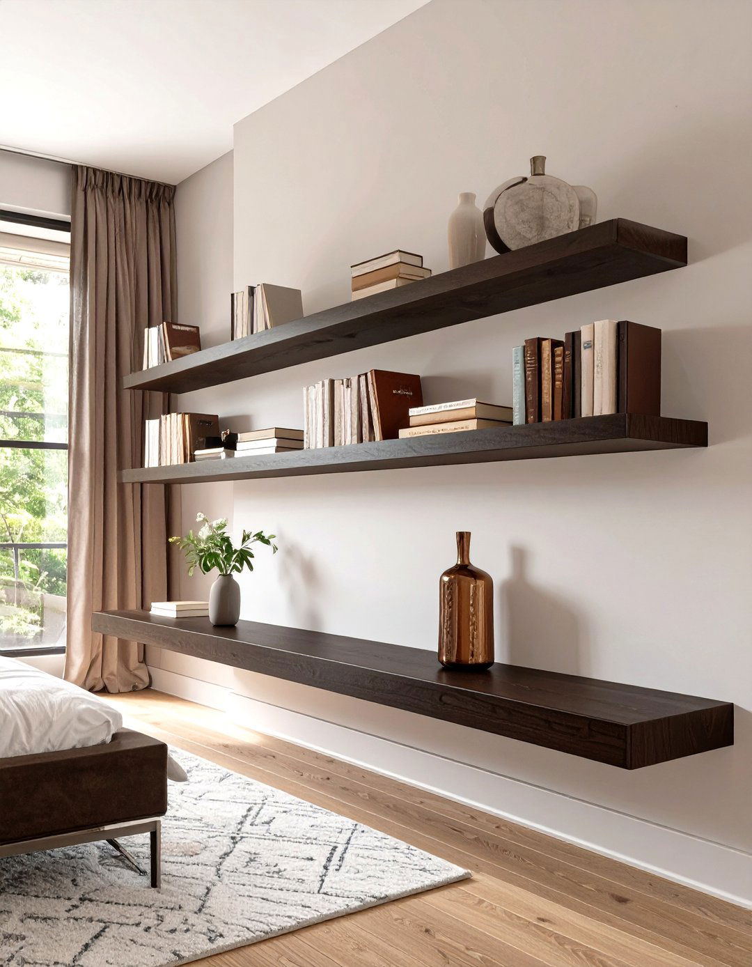 The Low Profile Horizontal Bedroom Bookshelf - 30 bedroom bookshelf ideas
