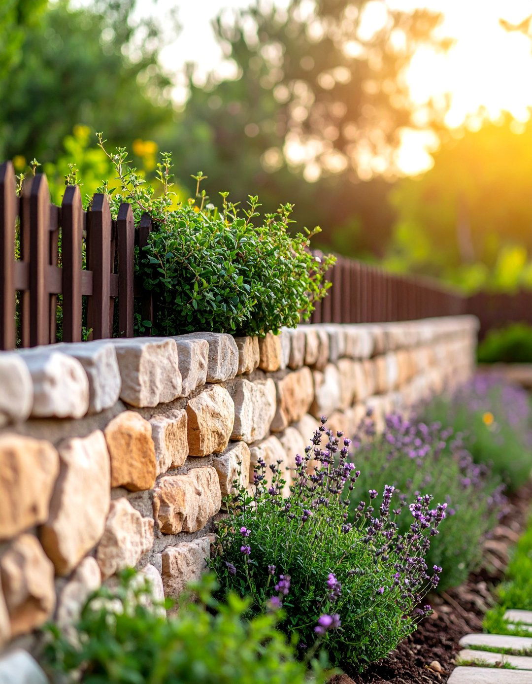The Low Stone Wall Fence - 30 backyard fence ideas