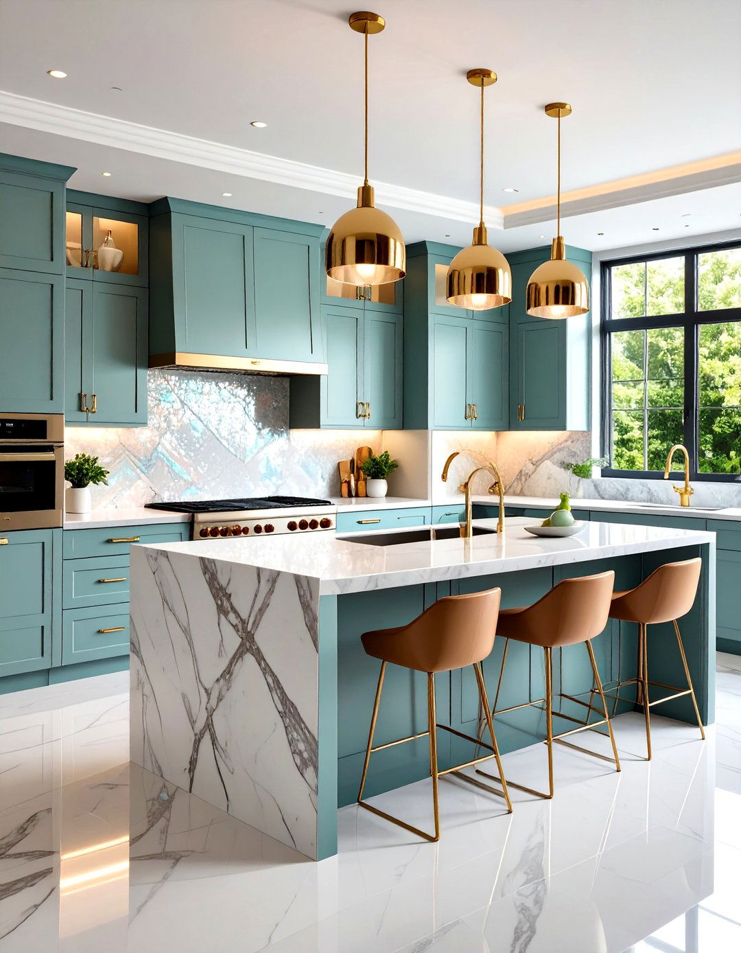 The Luxe Kitchen with a Mother of Pearl Tile Backsplash - 30 kitchen tile ideas