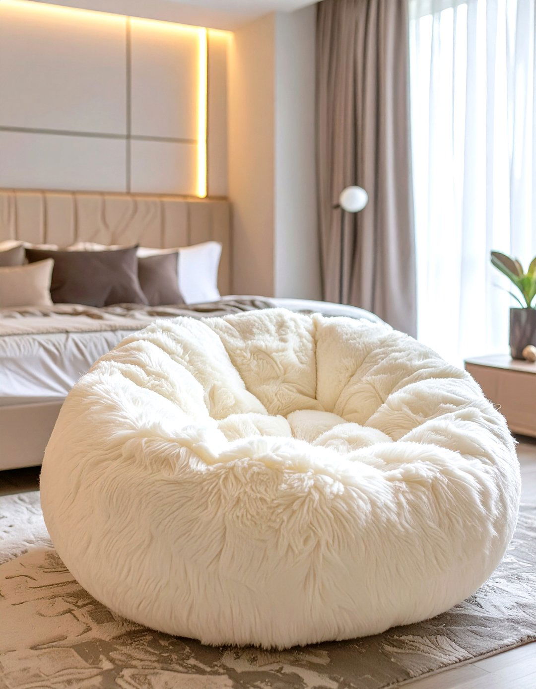 The Luxurious Faux Fur Bedroom Bean Bag - 30 bedroom seating ideas