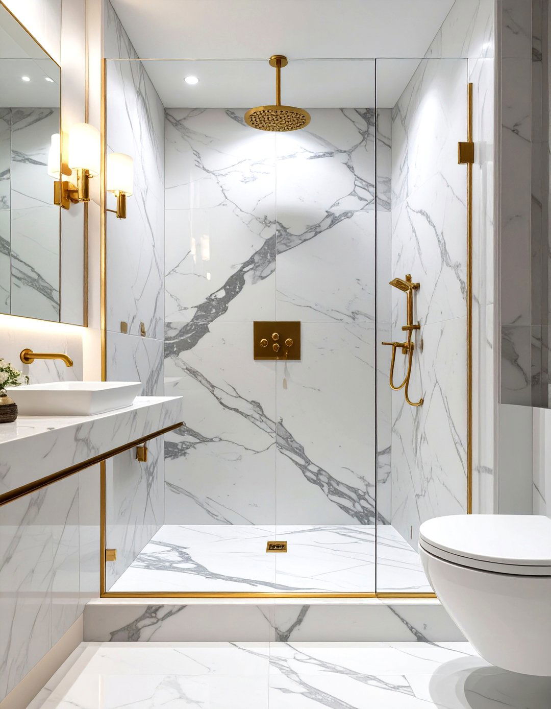 The Luxurious Marble Slab Shower - 30 bathroom shower remodel ideas