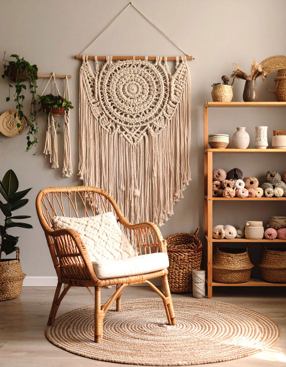 The Macrame and Craft Filled Nook - 30 70s interior design ideas
