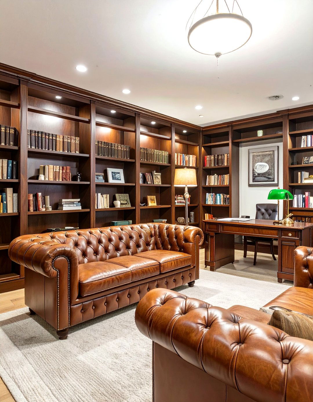 The Masculine Library and Study Basement - 30 basement apartment ideas