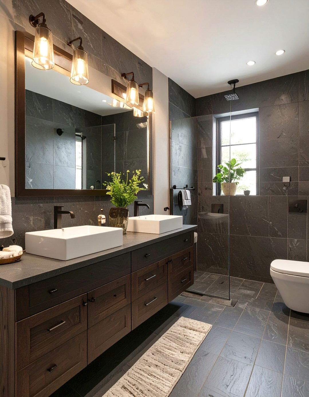 The Masculine Monochromatic Bathroom - 30 bathroom decorating ideas