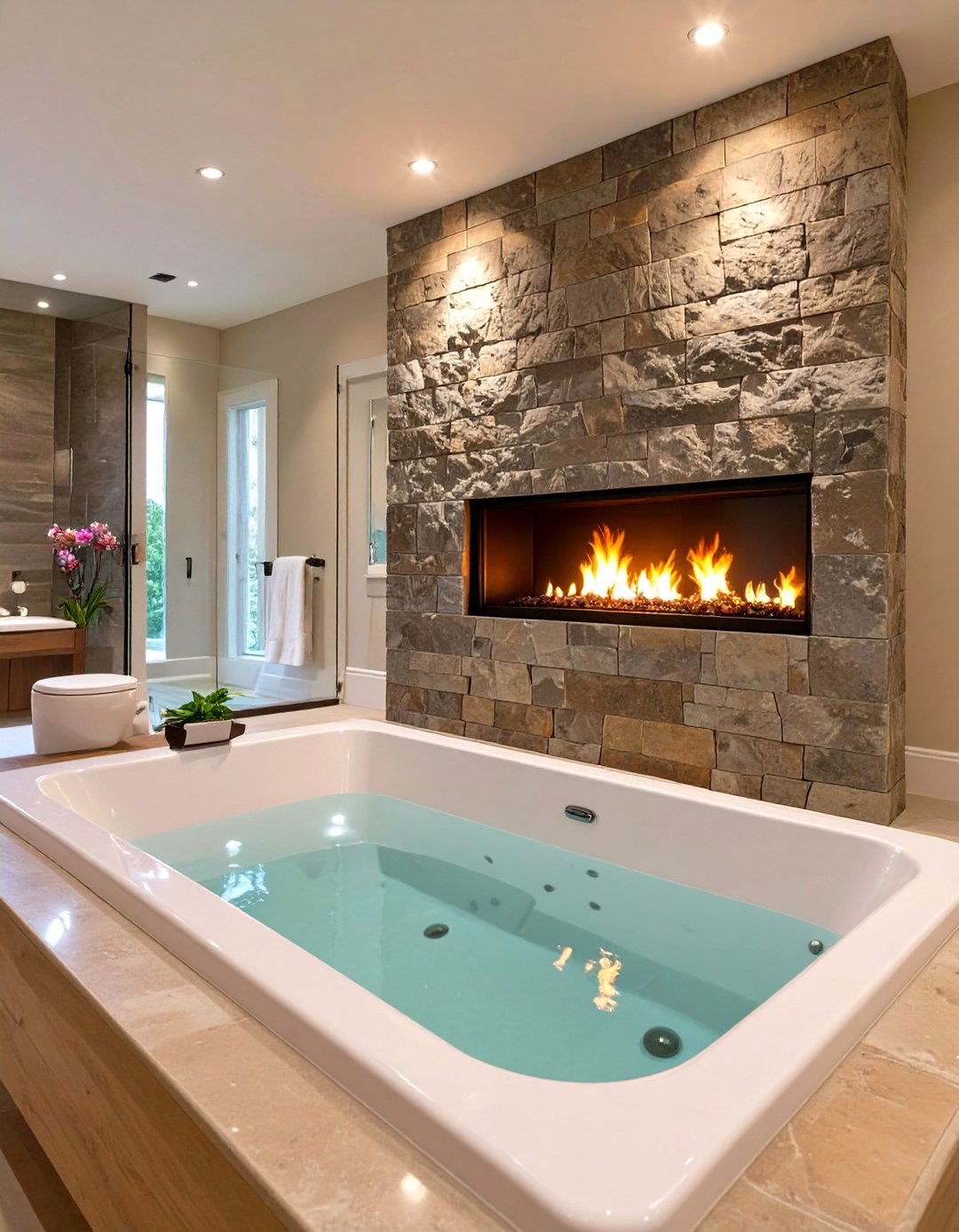 The Master Bathroom With A Fireplace - 30 luxury master bathroom ideas