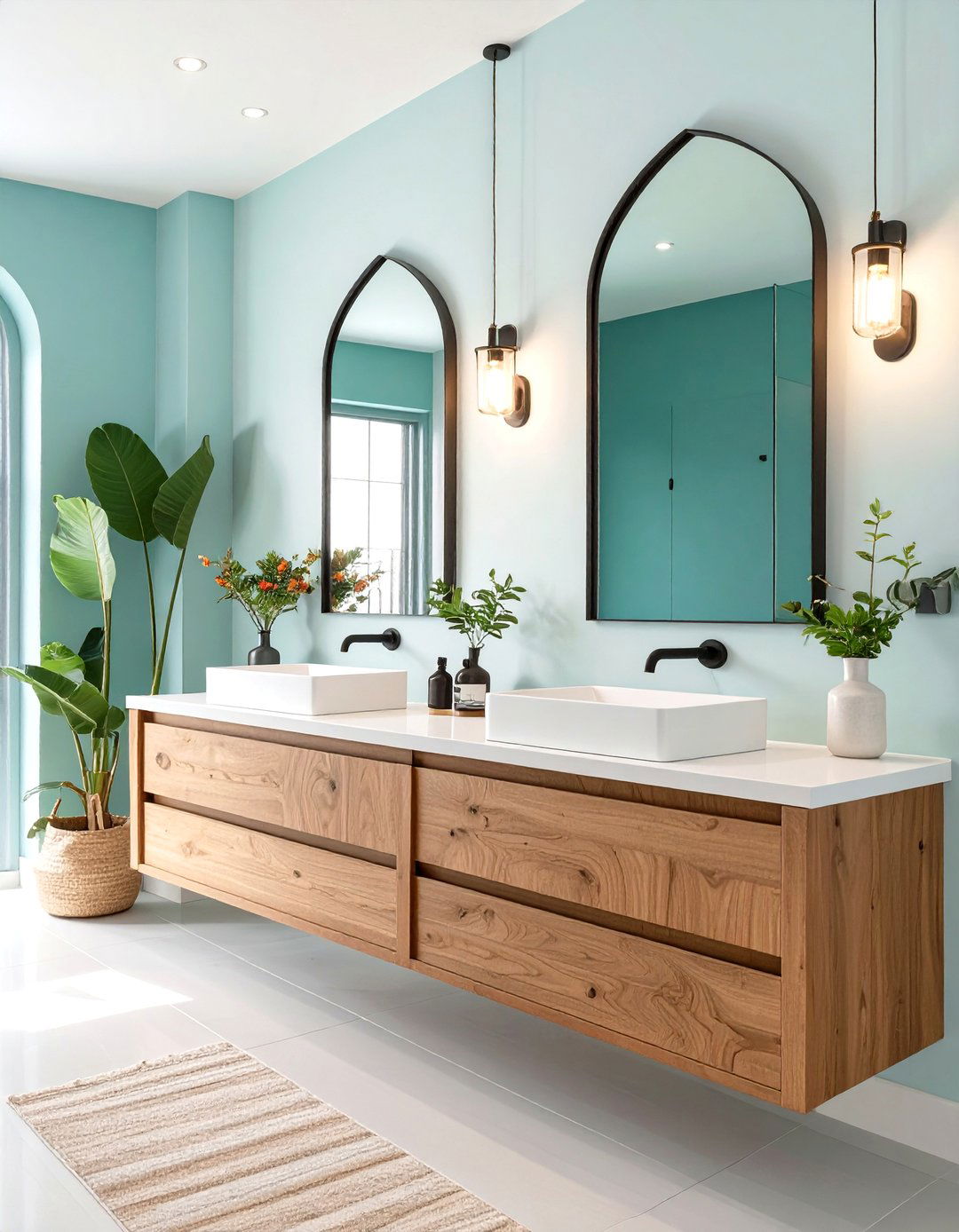 The Master Bathroom with a Double Vanity - 30 modern spanish style interior design ideas
