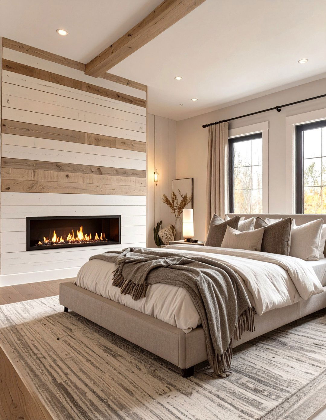 The Master Bedroom with a Fireplace - 30 modern farm house design ideas