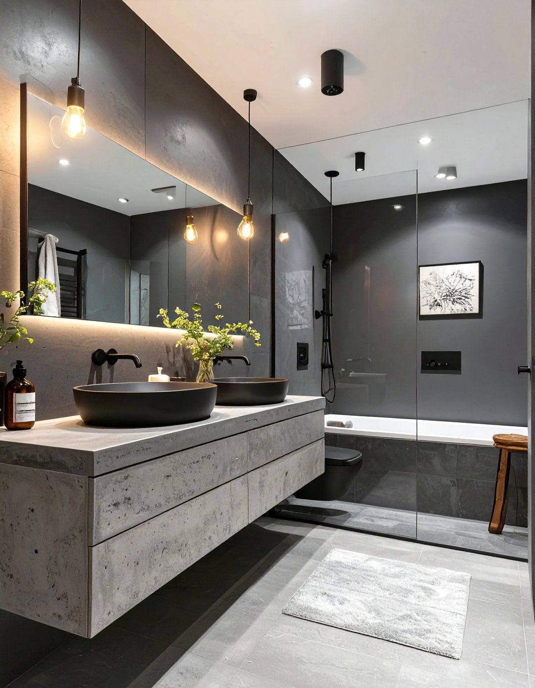 The Matte Black Fixtures Bathroom - 30 moody bathroom ideas