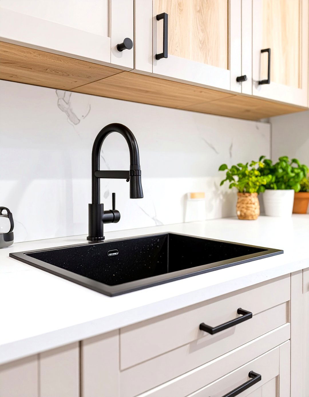 The Matte Black Granite Composite Kitchen Sink - 30 modern kitchen sink design ideas