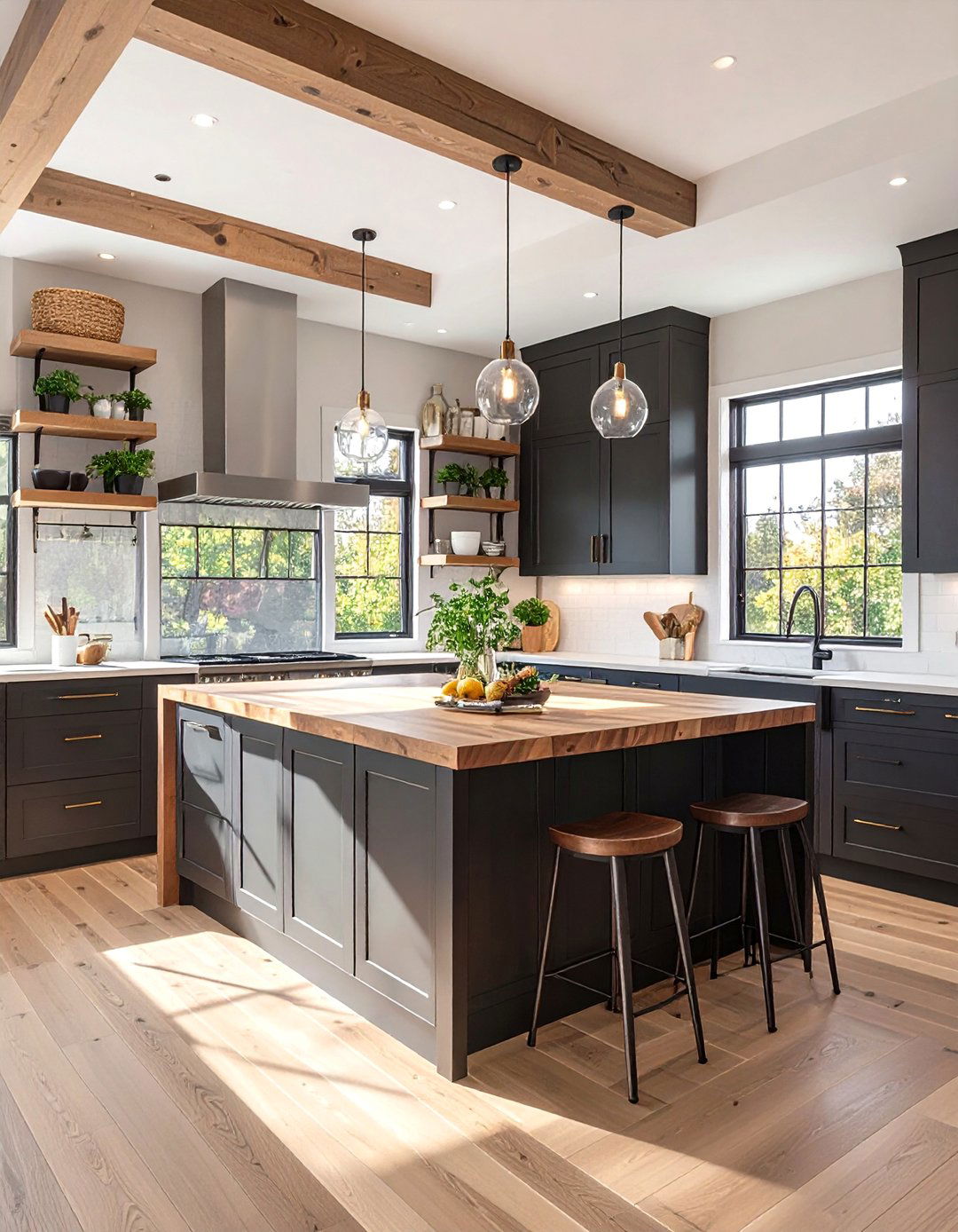 The Matte Black and Wood Kitchen - 30 black and white kitchen ideas