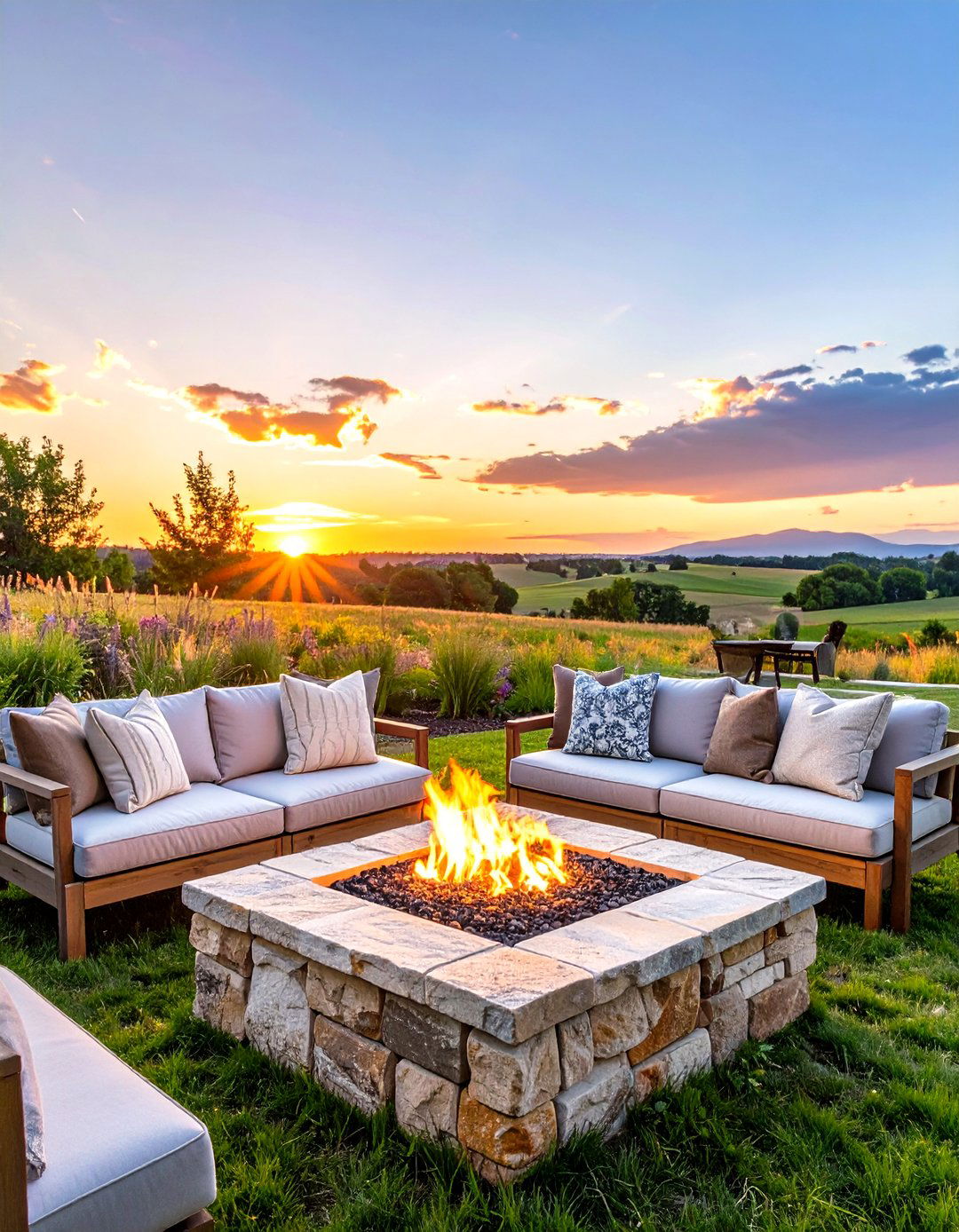 The Meadow View Fire Pit - 30 country backyard rustic fire pit ideas