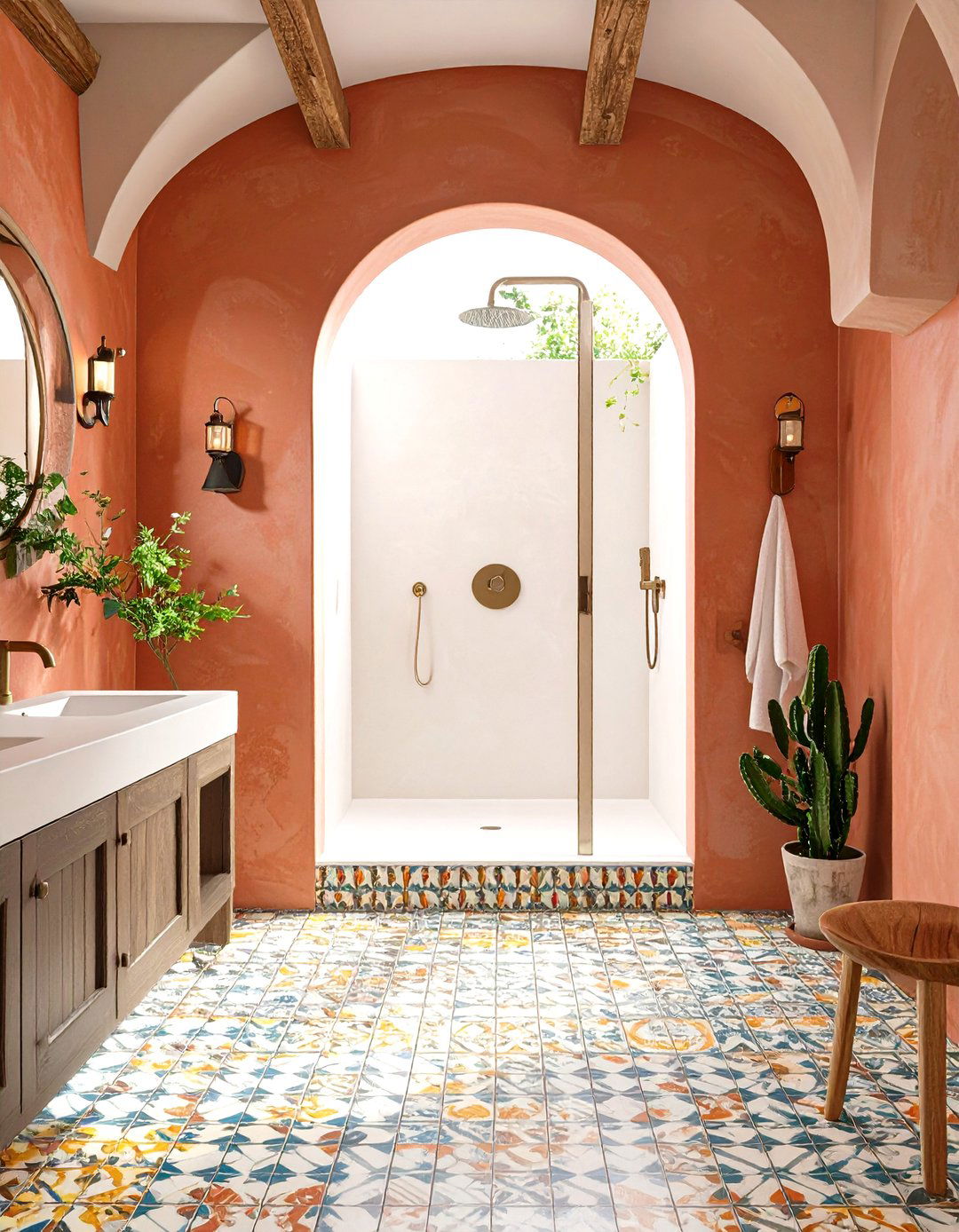 The Mediterranean Archway Entrance - 30 doorless walk-in shower ideas