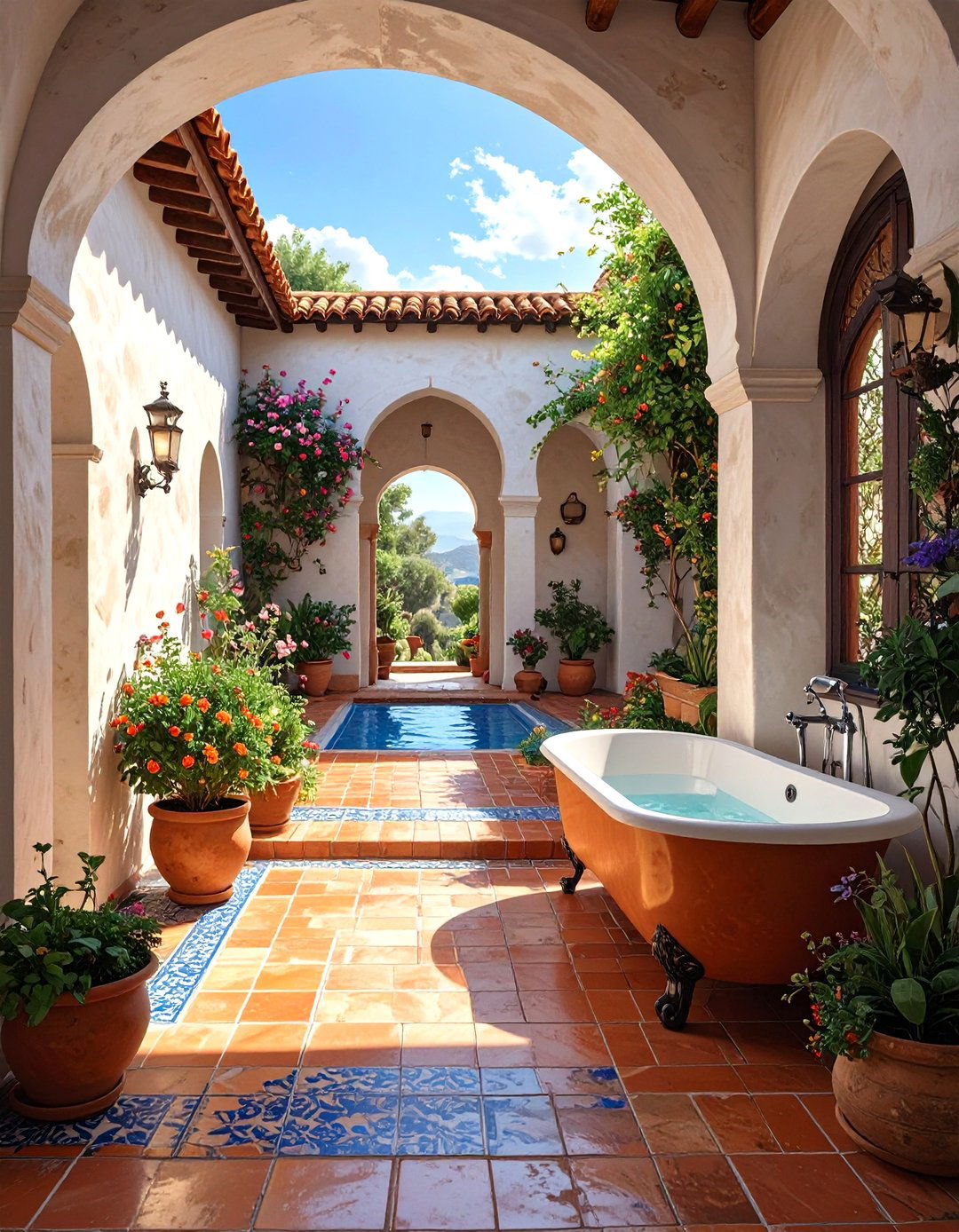 The Mediterranean Courtyard Bathroom - 30 ai spa bathroom design ideas