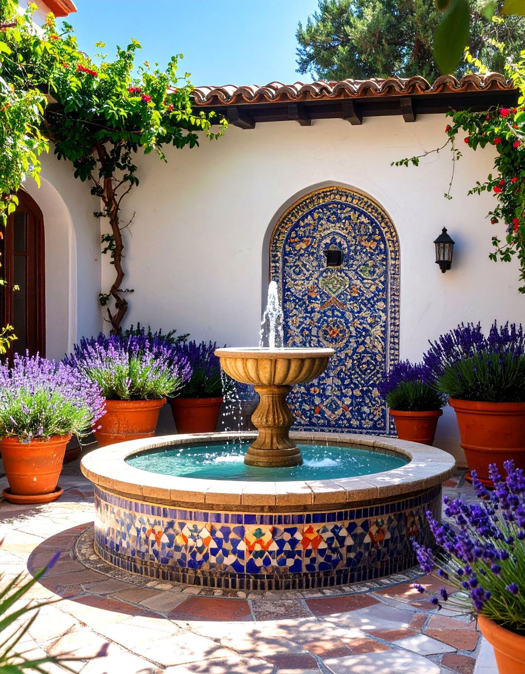 The Mediterranean Courtyard Fountain - 30 ai waterfall garden ideas