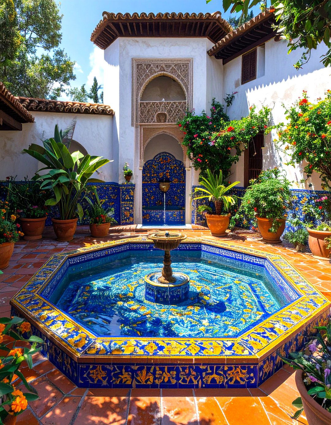 The Mediterranean Courtyard Pond - 30 backyard pond ideas
