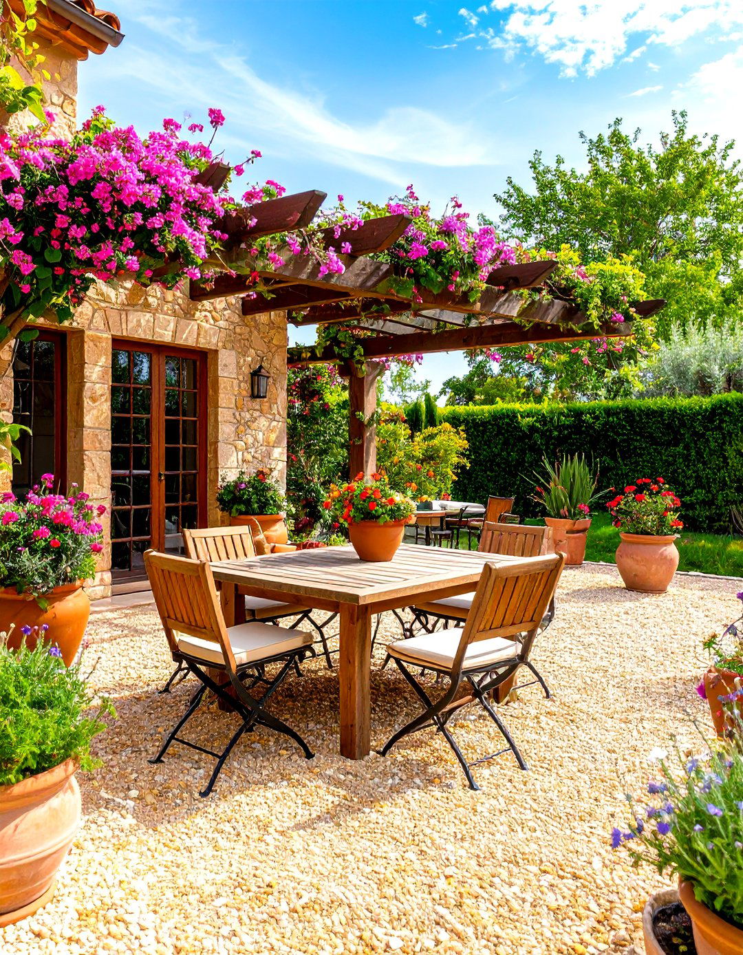 The Mediterranean Gravel Patio - 30 gravel backyard ideas