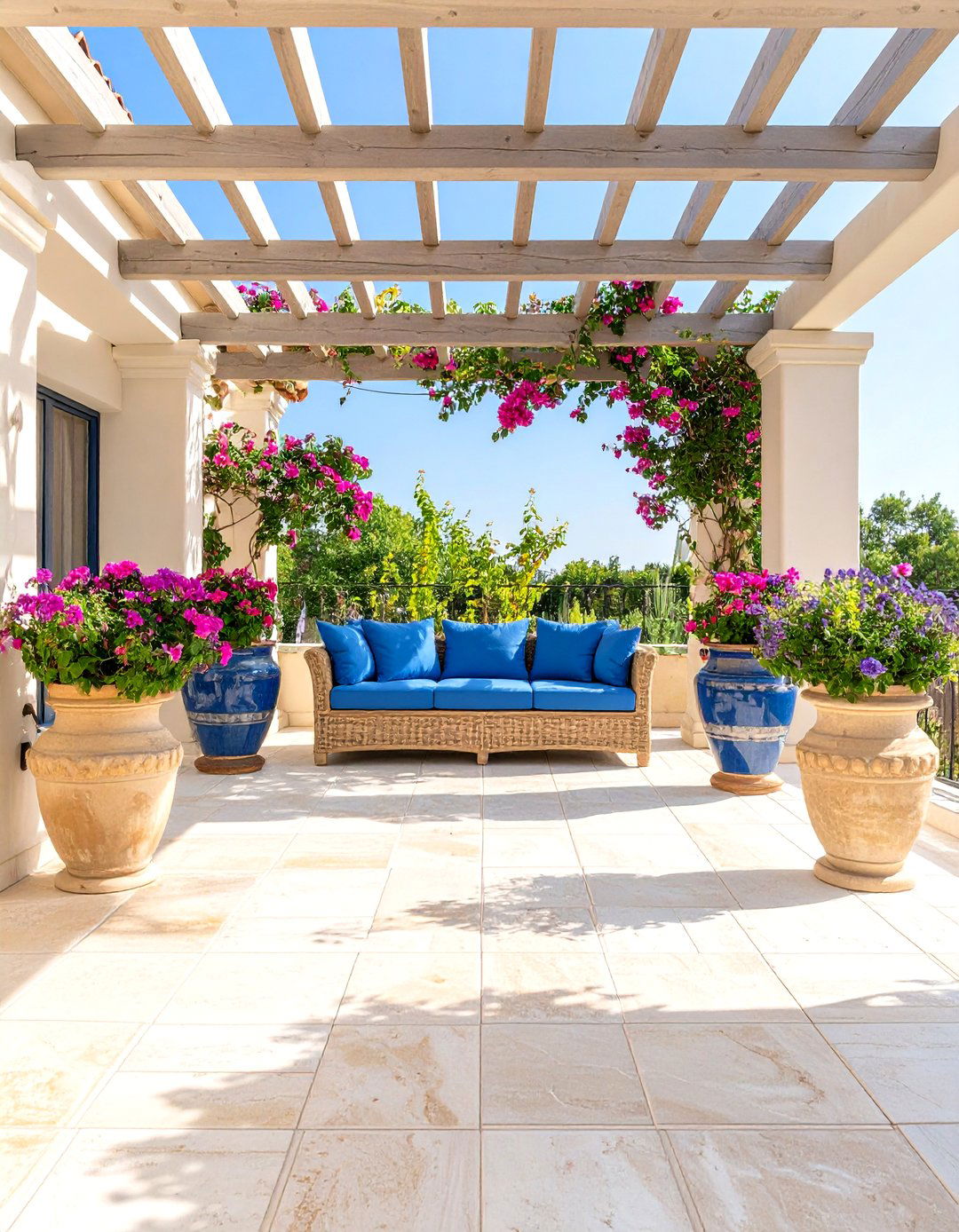 The Mediterranean Inspired Travertine Paver Terrace - 30 backyard paver ideas