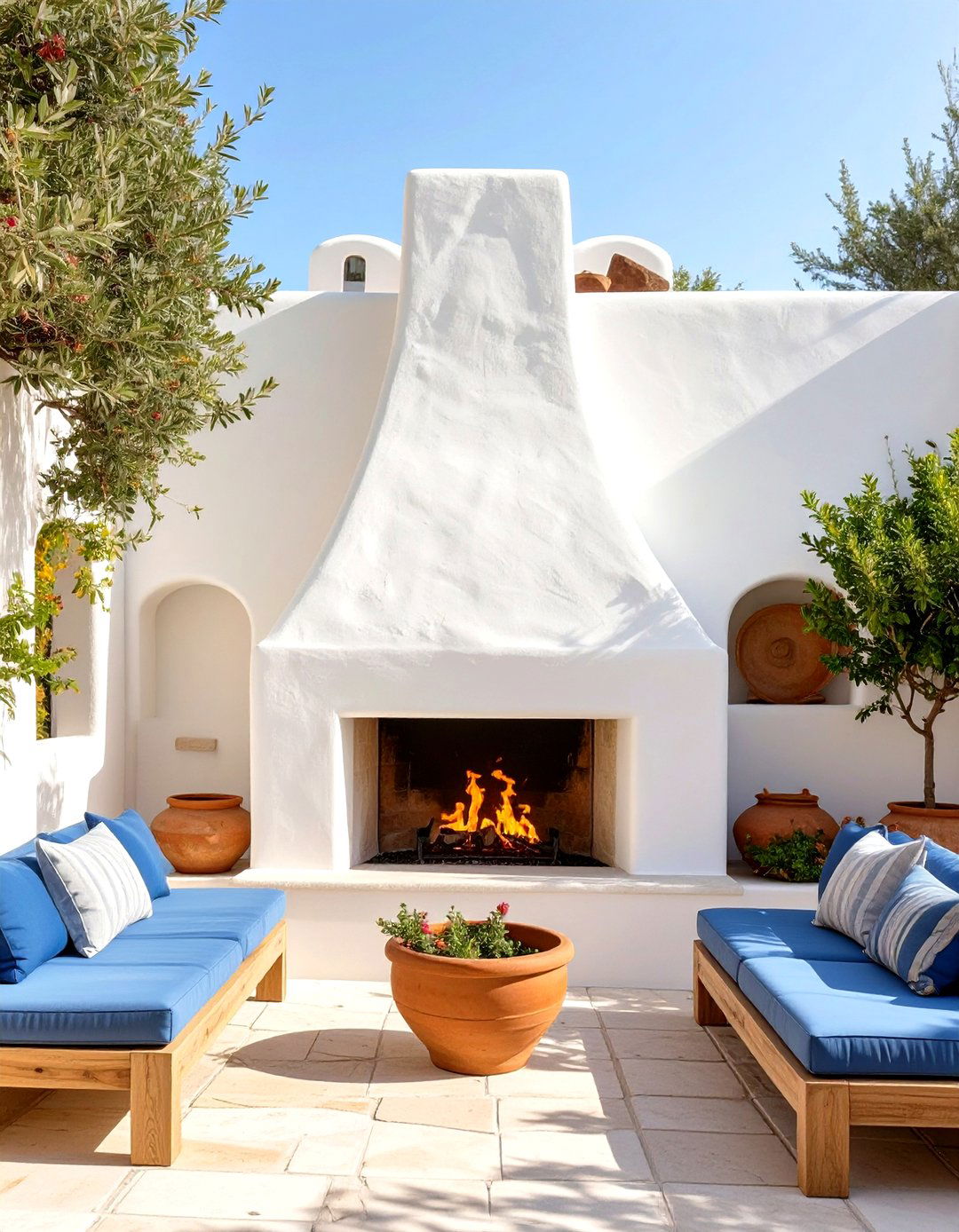 The Mediterranean Stucco Outdoor Fireplace - 30 modern outdoor fireplace ideas