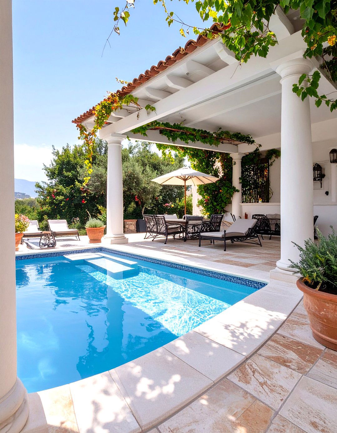 The Mediterranean Terrace Deck - 30 backyard swim spa deck ideas