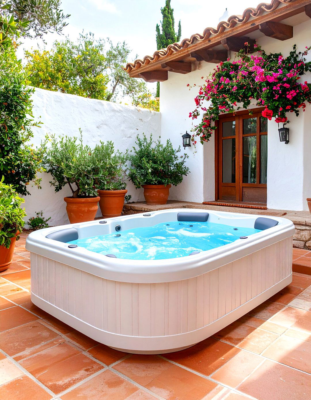 The Mediterranean Terrace Hot Tub - 30 backyard hot tub ideas