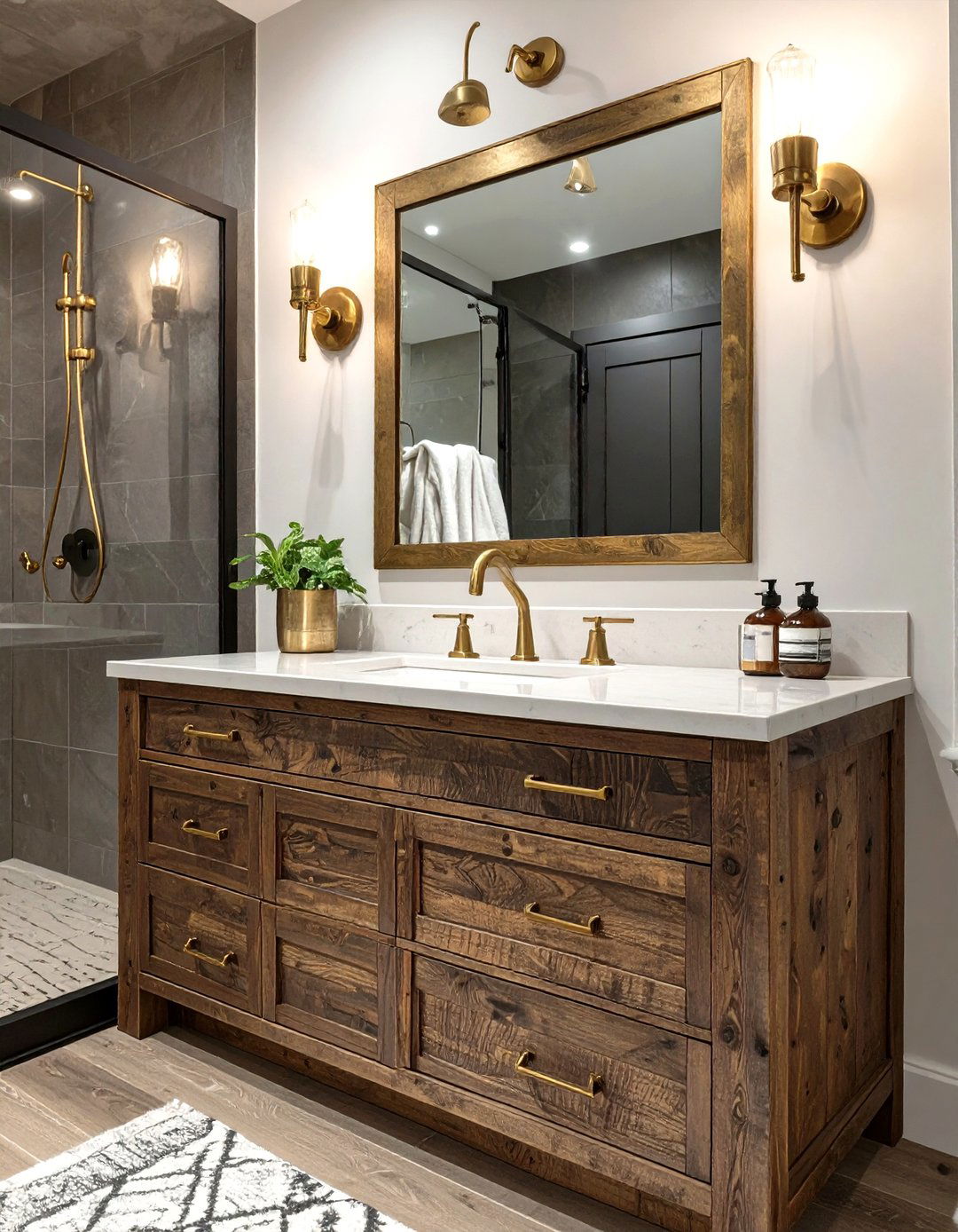 The Metallic Accents Bathroom - 30 modern rustic bathroom ideas