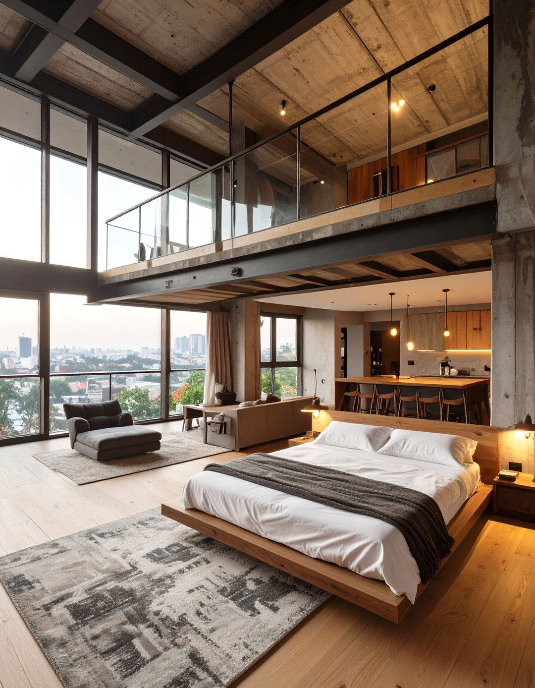 The Mezzanine Brutalist Bedroom