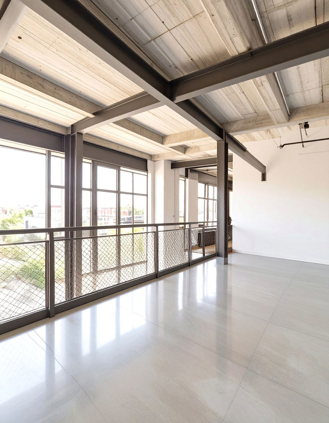 The Mezzanine Loft with Steel Railings - 30 brutalist interior design ideas