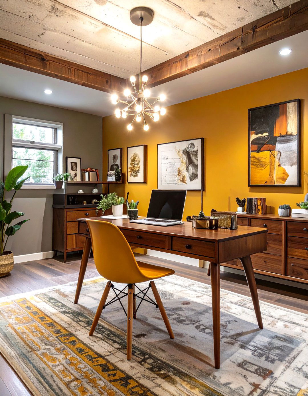 The Mid Century Modern Basement Office - 30 basement office ideas
